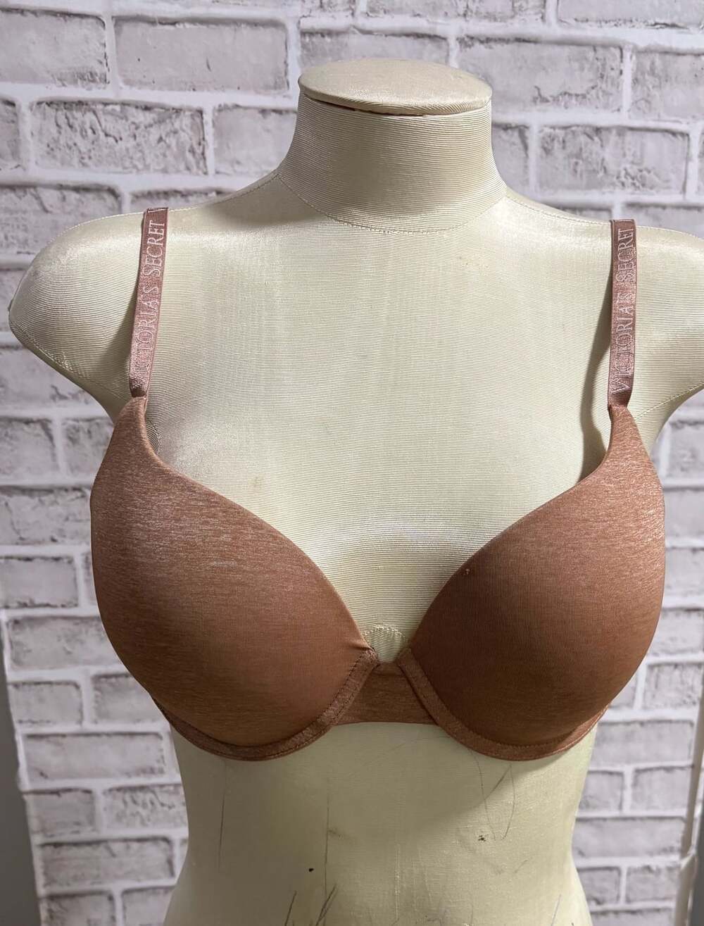 Victoria's Secret Logo Strap Push-Up Bra Tan Brown